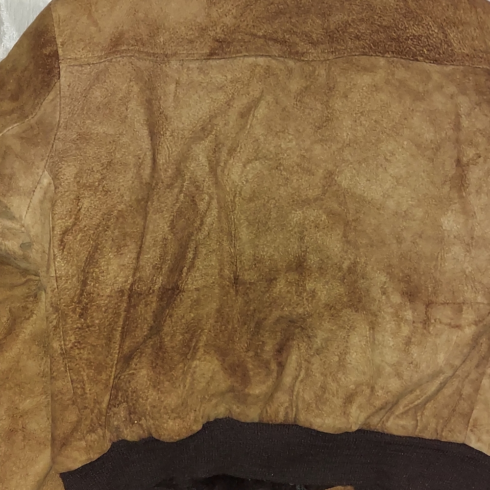 Brown Shearling Bomber Jacket - Picture 8 of 10